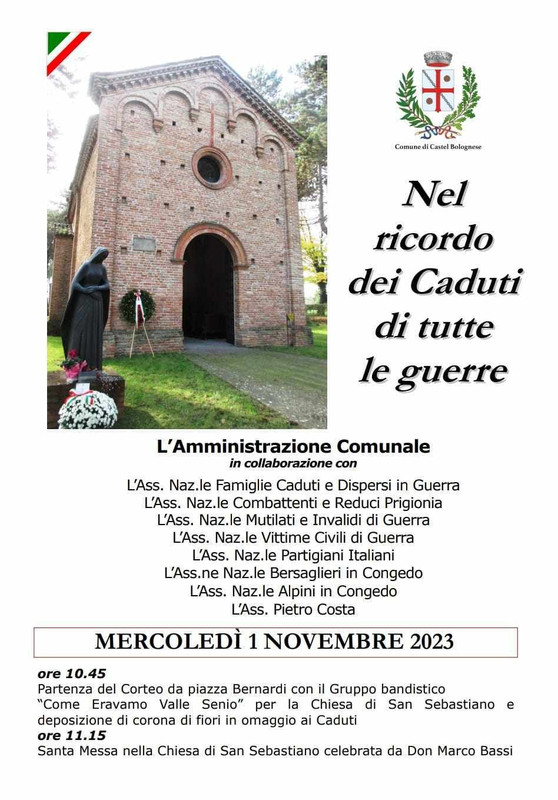 Mercoledì 1 novembre a Castel Bolognese si commemorano i caduti di tutte le guerre