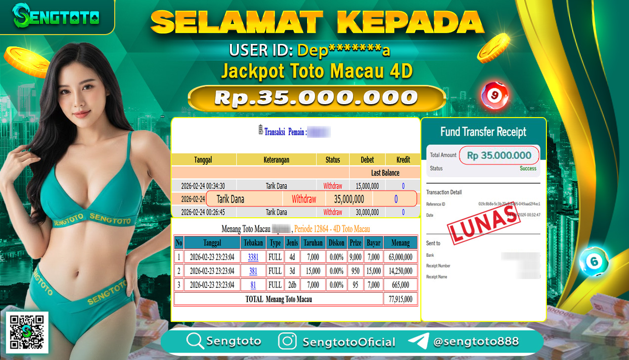 BUKTI PEMBAYARAN TOGEL TOTO MACAU 4D