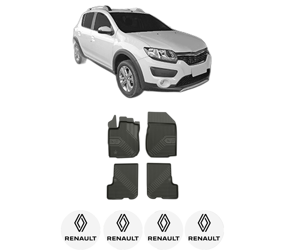 Set covorase presuri RENAULT SANDERO/STEPWAY II (B8_) din 2013-2019, auto, din cauciuc thermoplastic, 4 Stickere auto cu RENAULT
