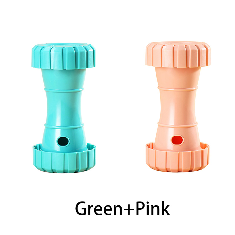 2 Pack(Green+Pink): Cat and Dog Treat Dispenser Toy – Interactive, Durable, Bite-Resistant Slow-Feeder, Dumbbell and Tire-Shaped Pet Toy