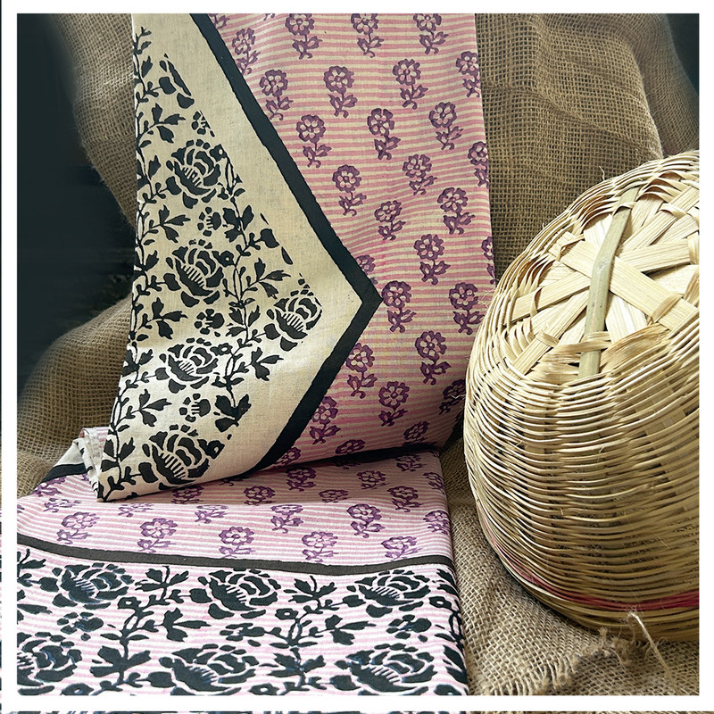 Qyaari by Penkraft Handblock Print Khadi Cotton Kurti Material