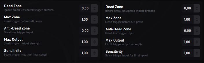 DualX Trigger Deadzone Configuration