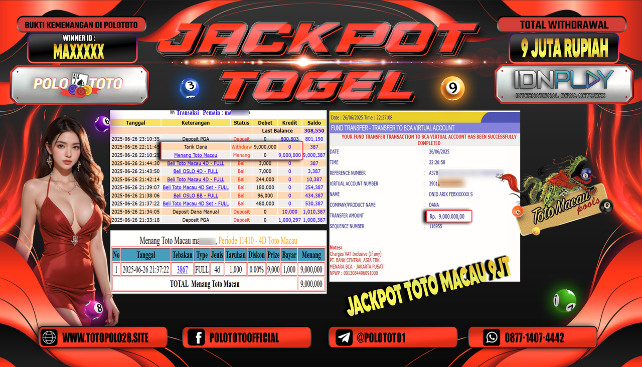 POLOTOTO JACKPOT TOGEL TOTO MACAU Rp.9.000.000,-