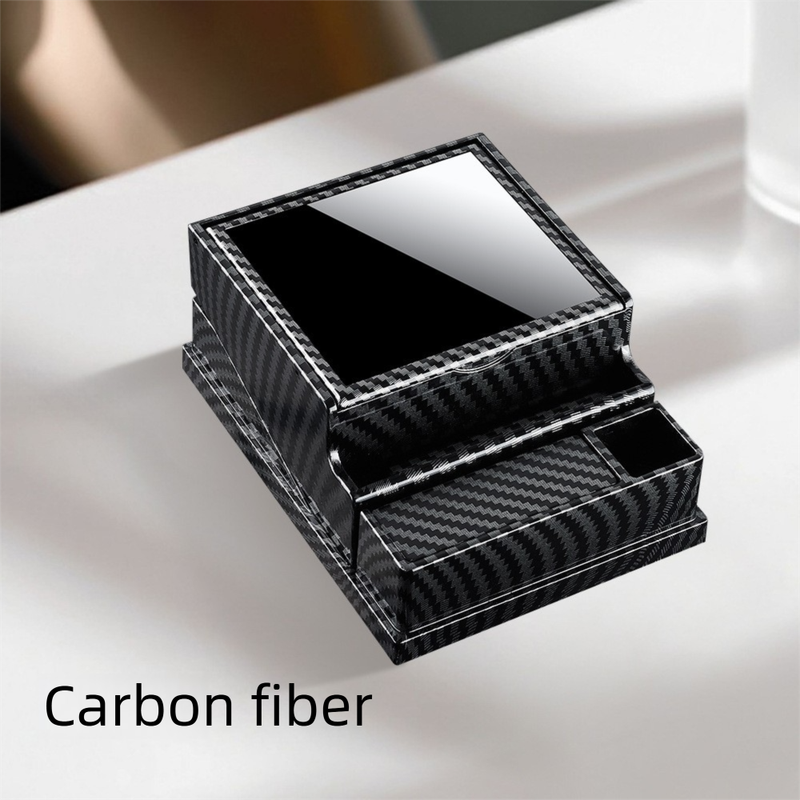 Carbon fibre Automatic Cigarette Box with 40-Slot Capacity – Pop-Out Dispenser for Car and Home Use, ABS Material with Lighter Holder and Carbon Fiber Look Design
