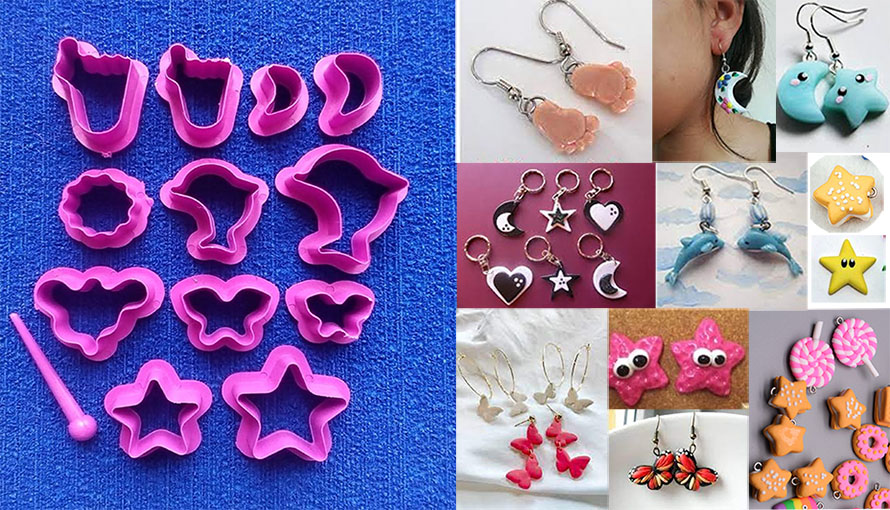Set Molde Cortador para bisutería aretes joyas en porcelana fría fimo
