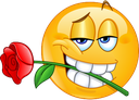 emoji with rose in mouth
