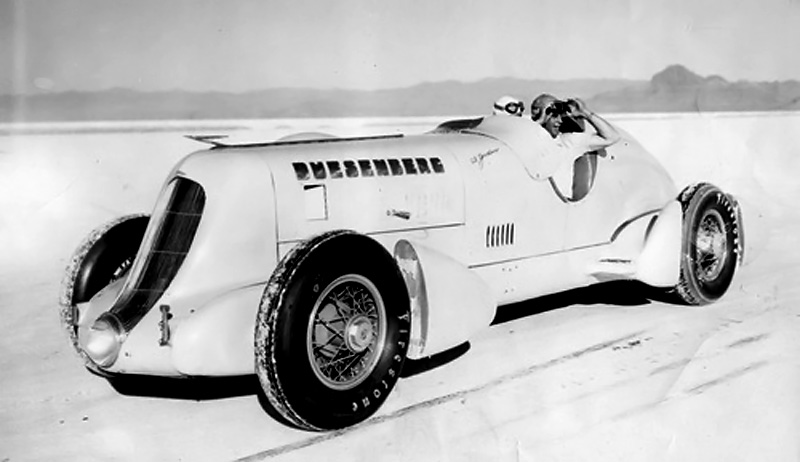 03 Ab Jenkins and the Duesenberg Special in their natural habitat the Bonneville Salt Flats