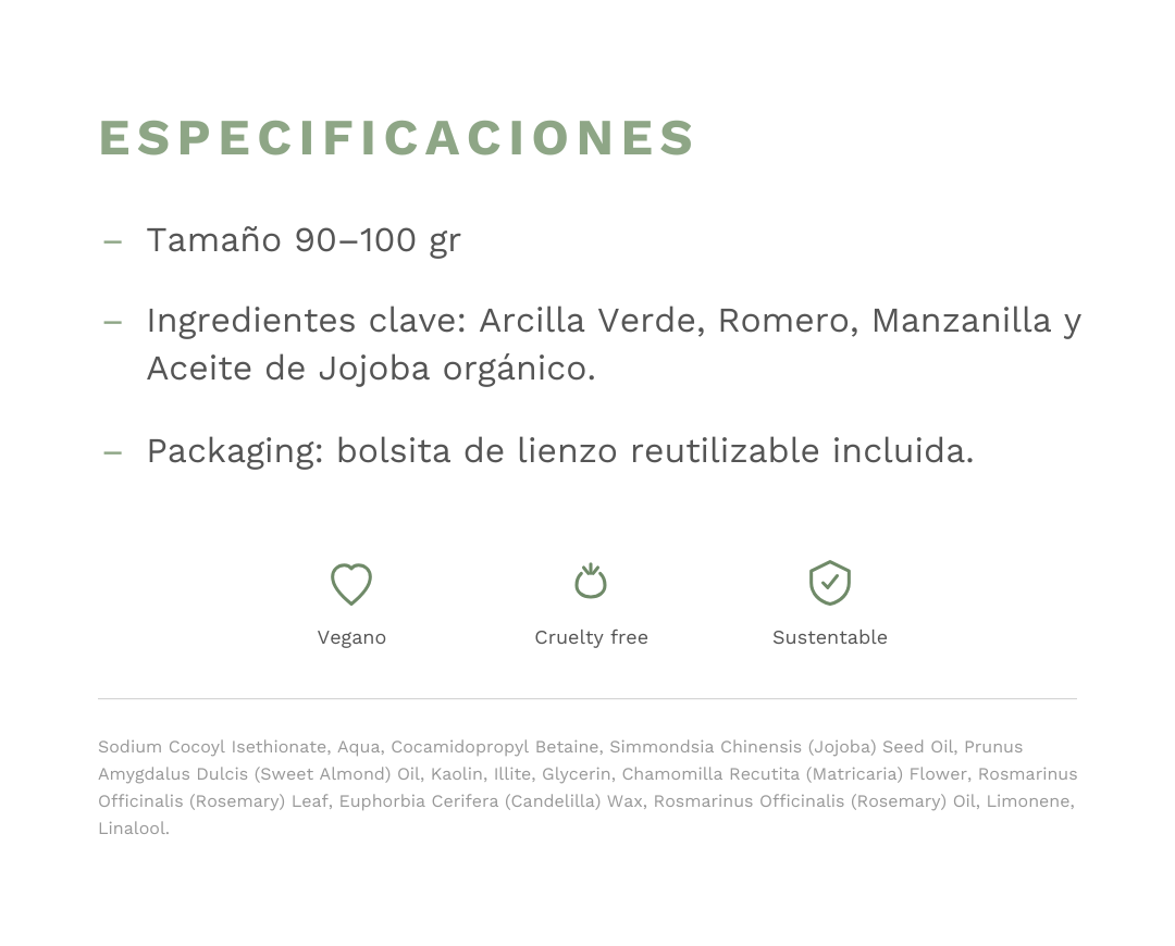 Especificaciones &mdash; Shampoo S&oacute;lido Graso