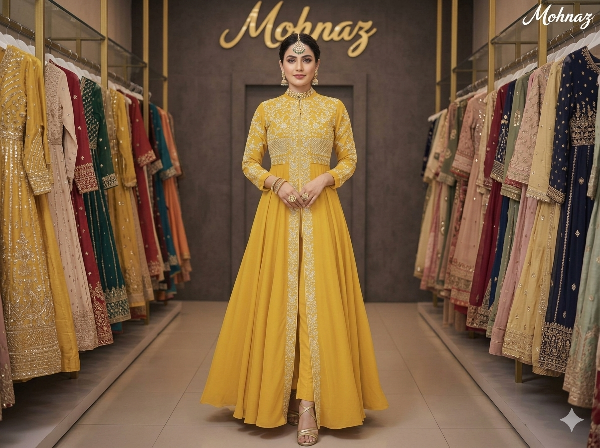 রেডিমেড জর্জেট এমব্রয়ডারি পার্টি ড্রেস