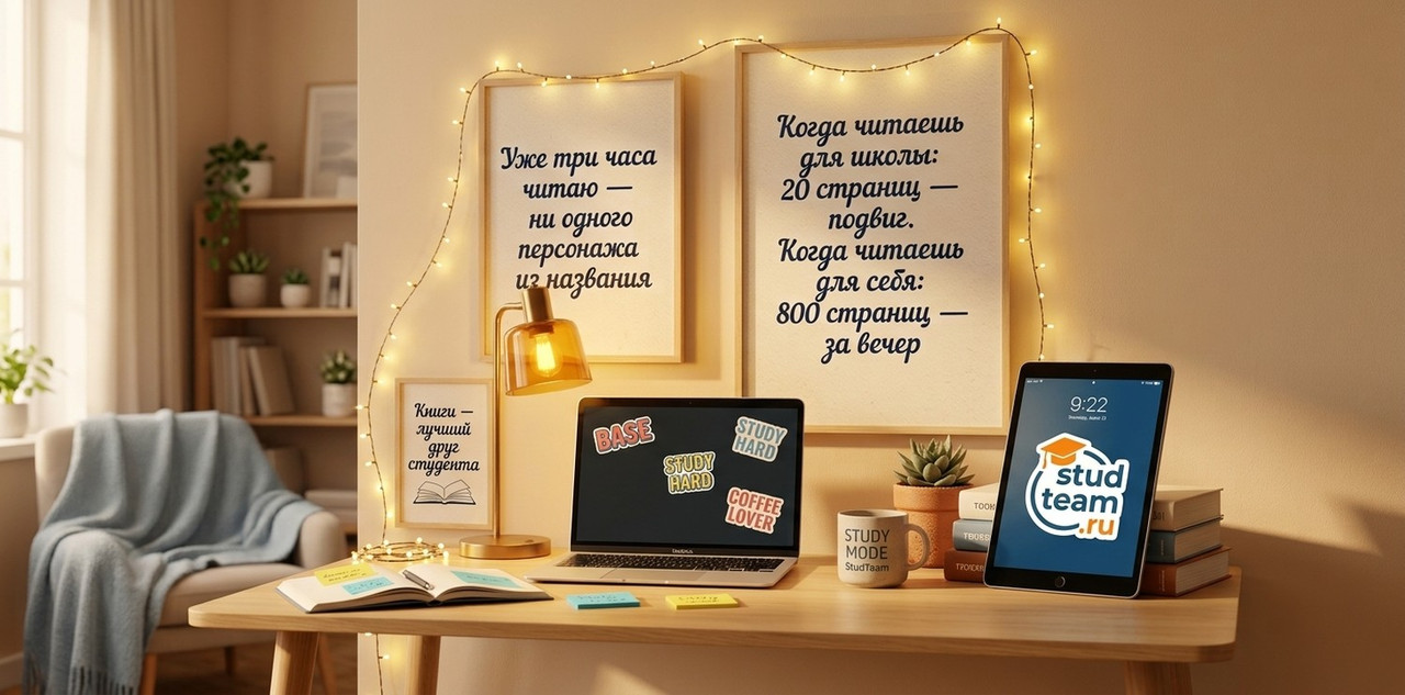 a modern cozy student room with a wooden desk