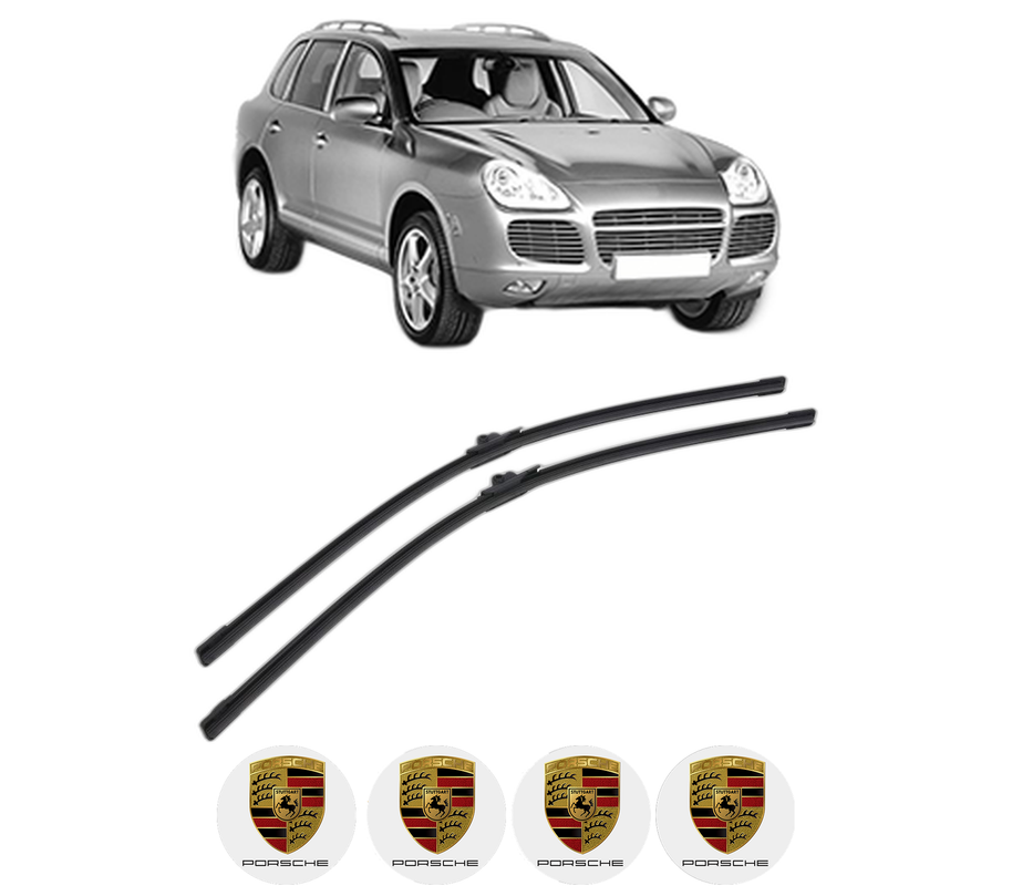 Set stergatoare auto PORSCHE CAYENNE (9PA) din 2002-2010, pentru parbriz auto, 2 bucati, Bosch Aerotwin, din cauciuc siliconat rezistent, 4 Stickere Auto PORSCHE