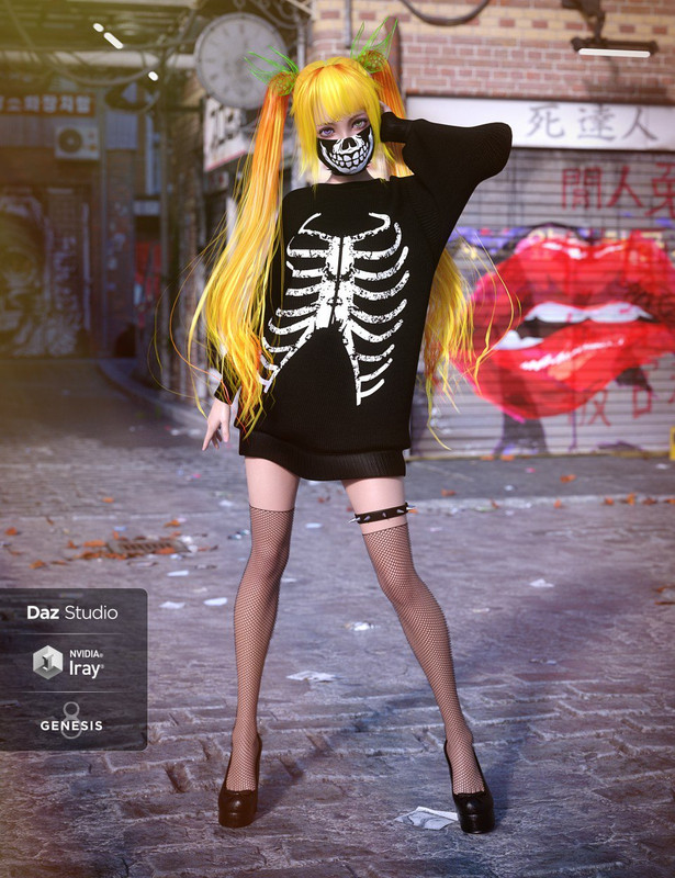 dForce Yami Kawaii Outfit for Genesis 8 Female(s) dForce Yami Kawaii Outfit for Genesis 8 Female(s)