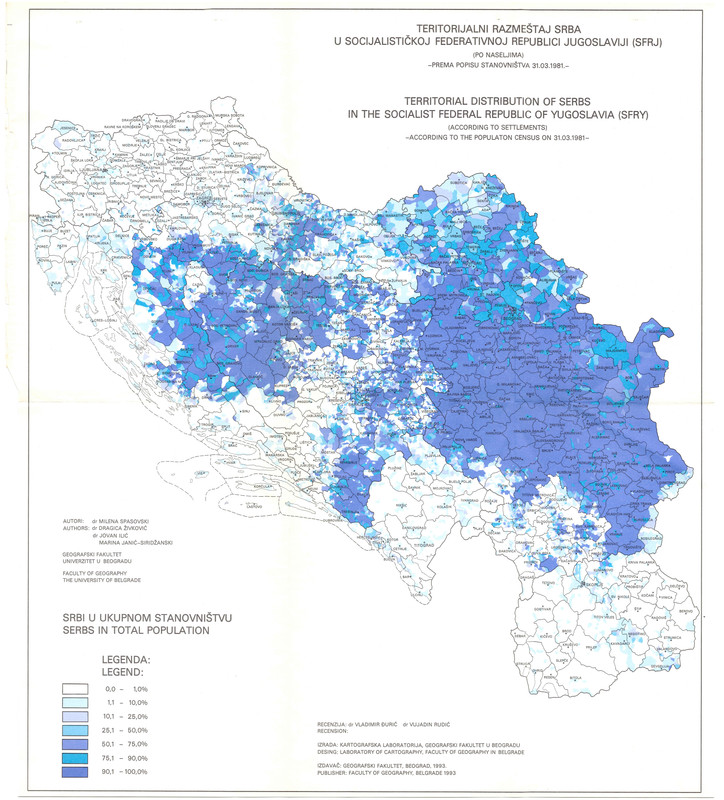 Teritorijalni razmještaj Srba u SFRJ-1981