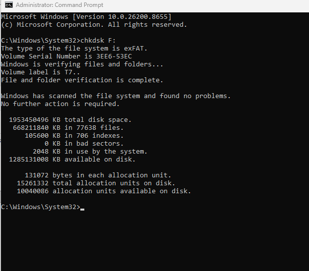 Checkdsk command windows