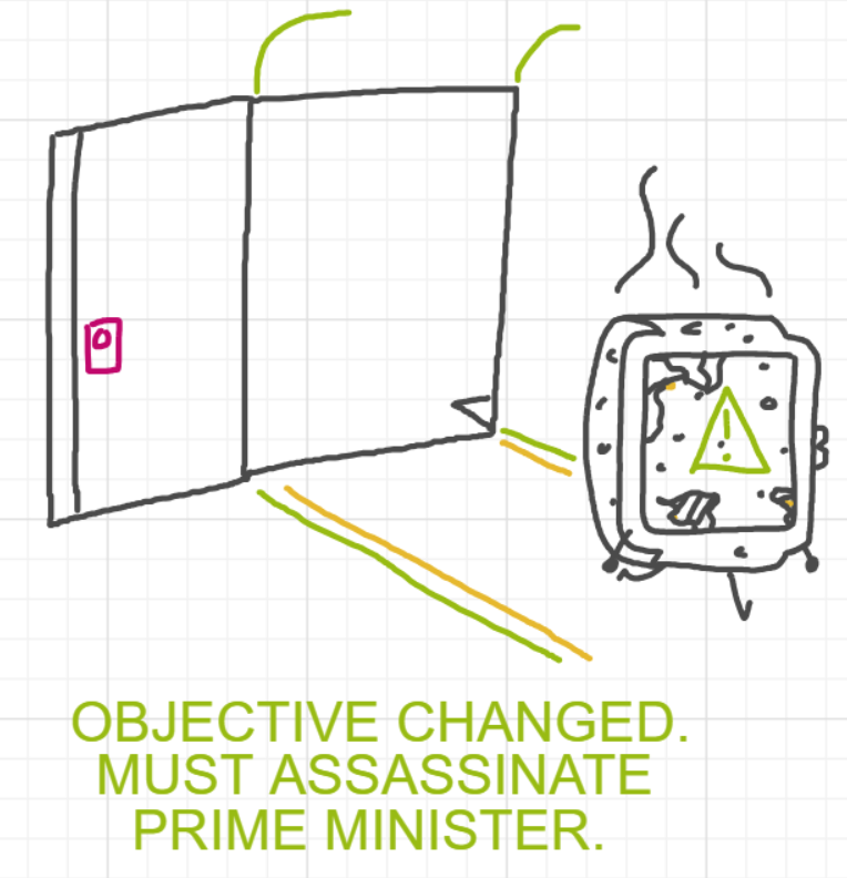 A panel from A Murder On The, episode six of the Board Boards object show by Furretwalk/WalkingFurret.