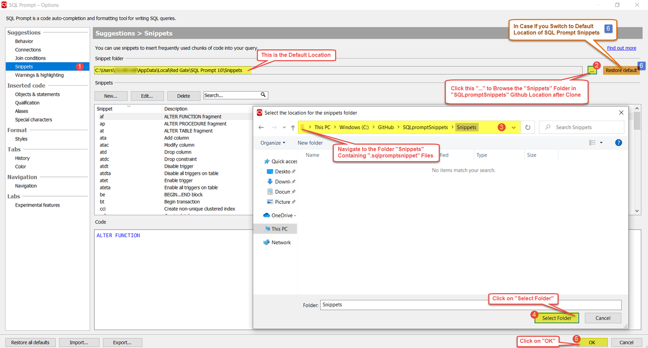 SQLpromptSnippetsLocationSharing