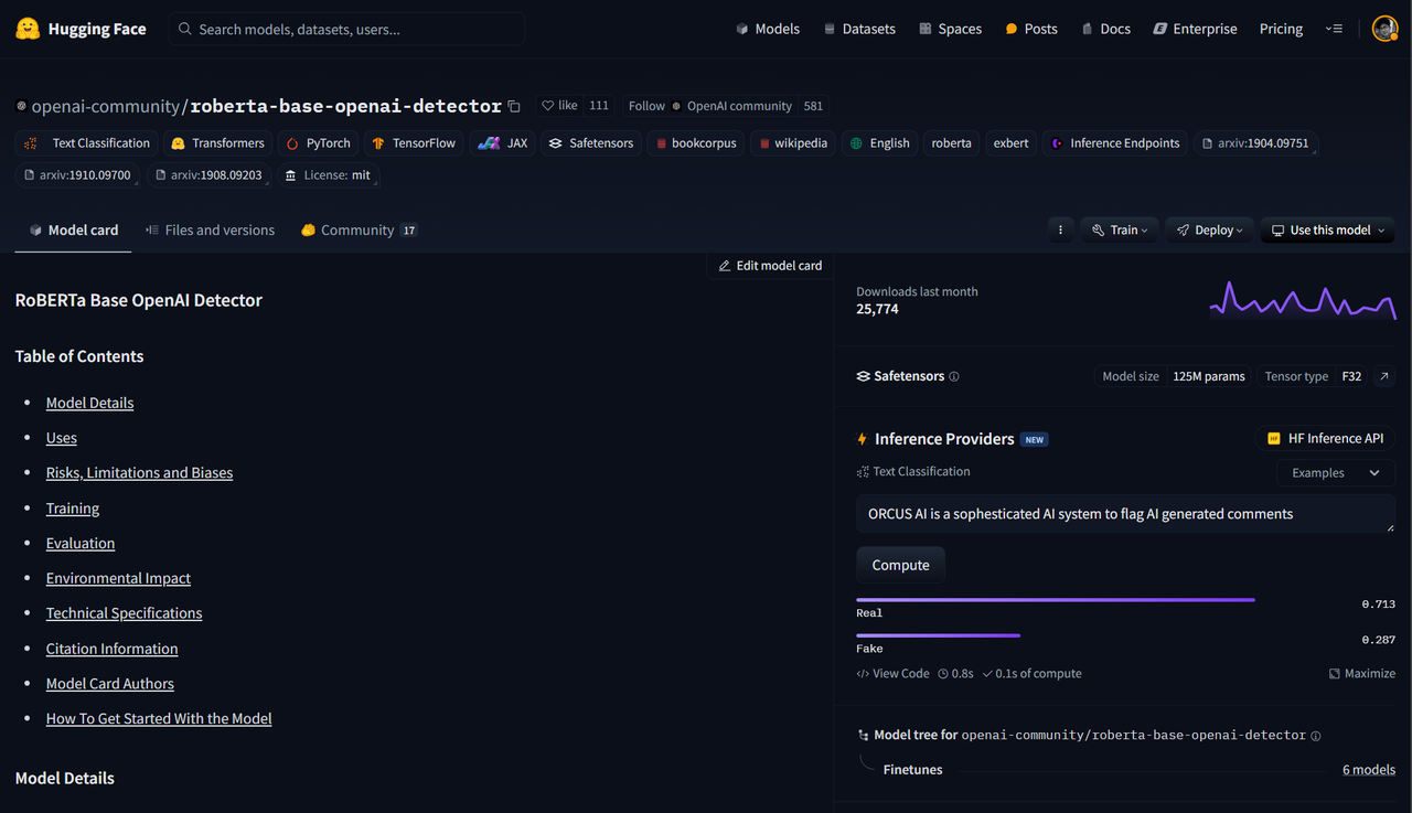Hugging-Face-openai-detector
