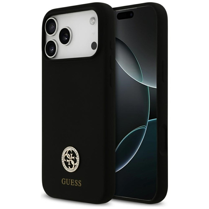 Husa pentru Apple iPhone 17 Pro Max, Guess, Silicone Logo Strass 4G MagSafe, Incarcare wireless, Negru imgi 371 2572027
