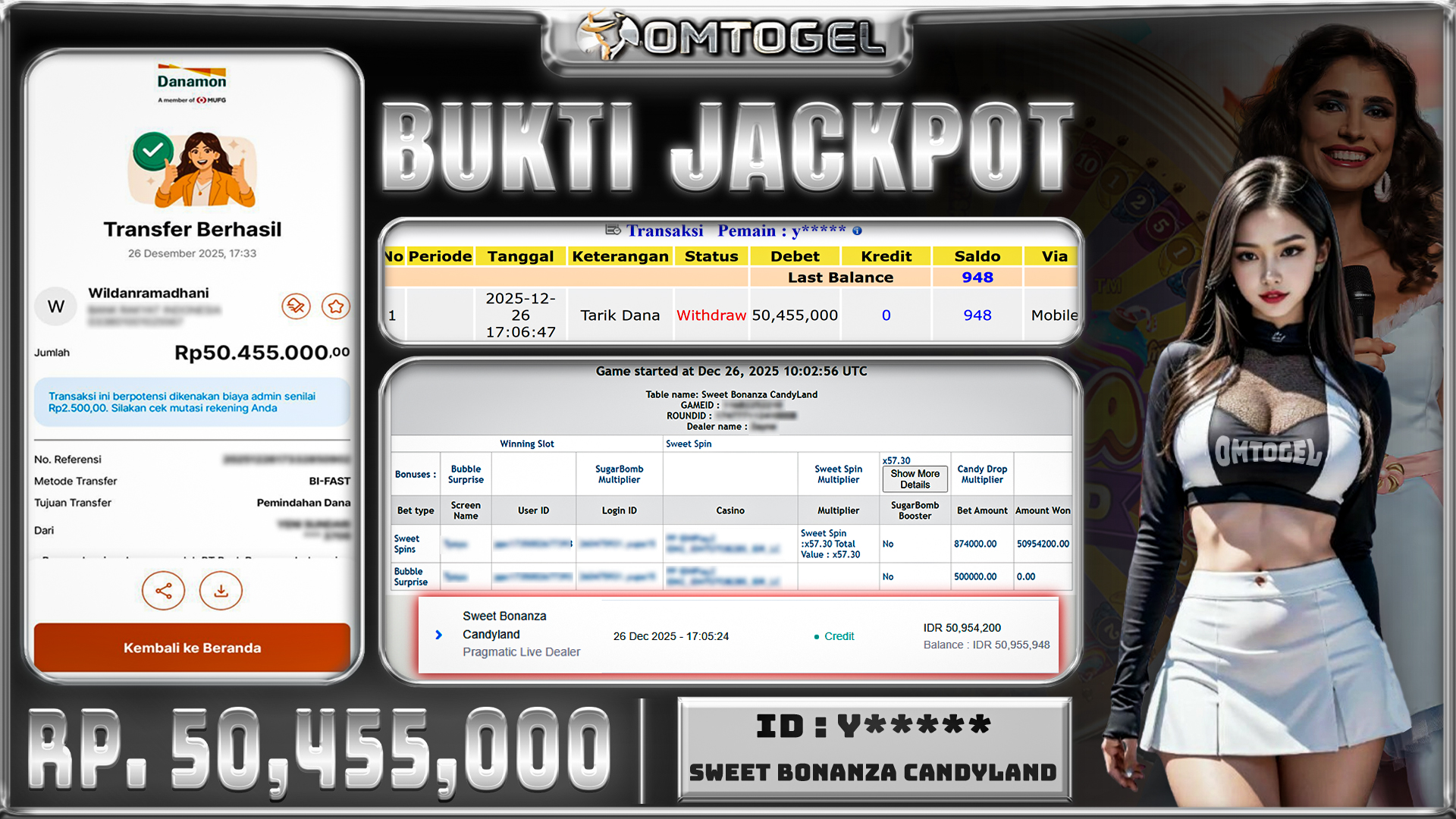 OMTOGEL JACKPOT PRAGMATIC LIVE DEALER SWEET BONANZA CANDYLAND ,50 JUTA DI BAYAR LUNAS ,-