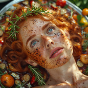 Garden wedding wom served Redhair head 0 14