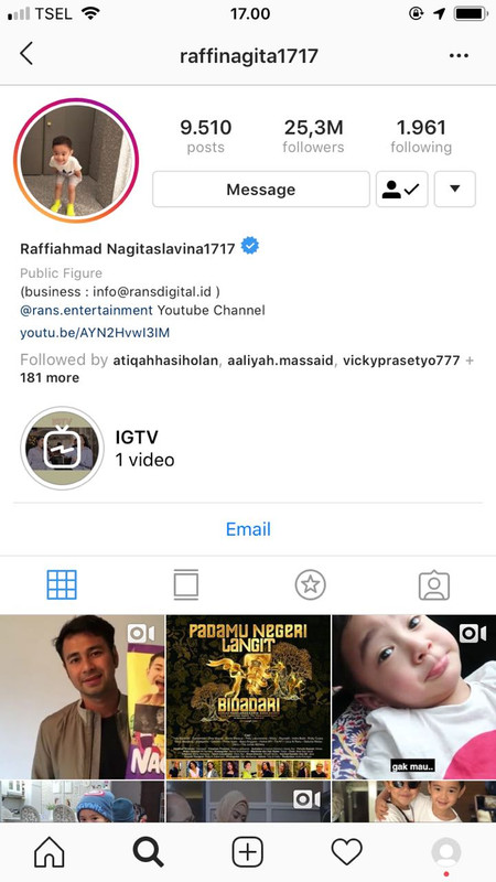 Followers Instagram Raffi Ahmad dan Nagita Slavina