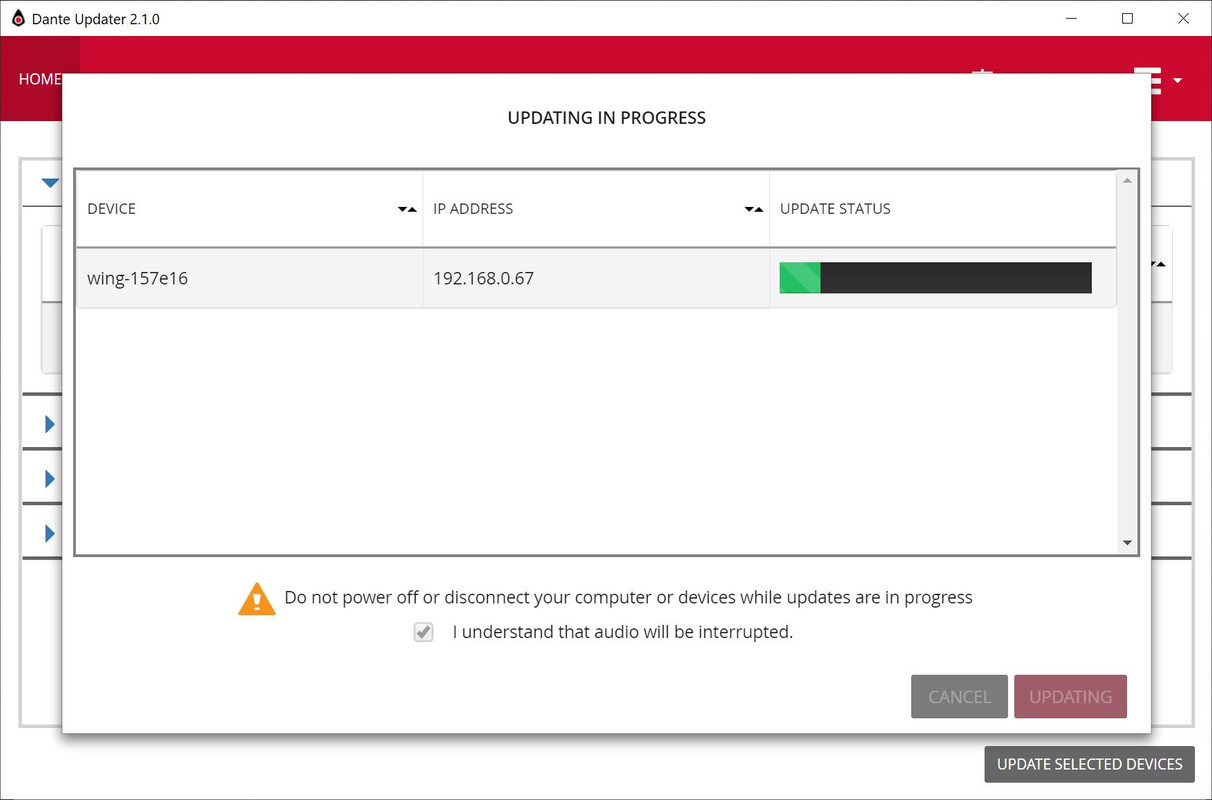 Updater during