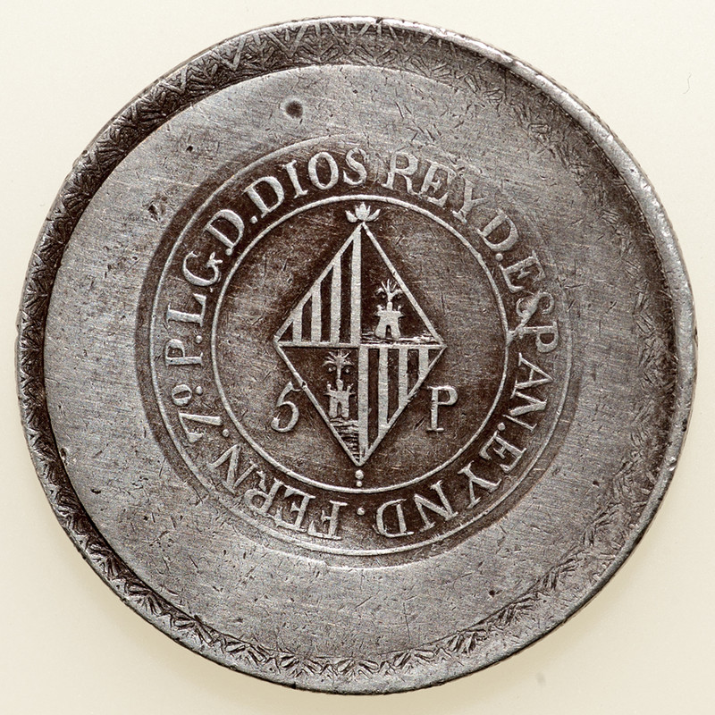 5 pesetas Fernando VII 1823 Mallorca (Yslas Baleares). PAS6176