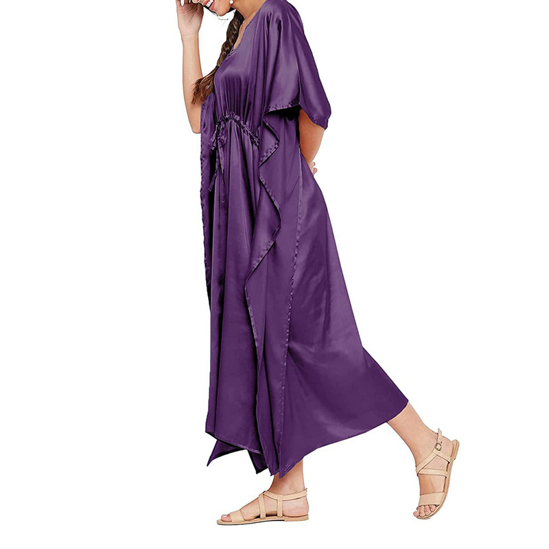 Women Satin Silk Nightdress Lingerie Sleepwear Nightgown Maxi Robe Loungewear - Picture 20 of 125