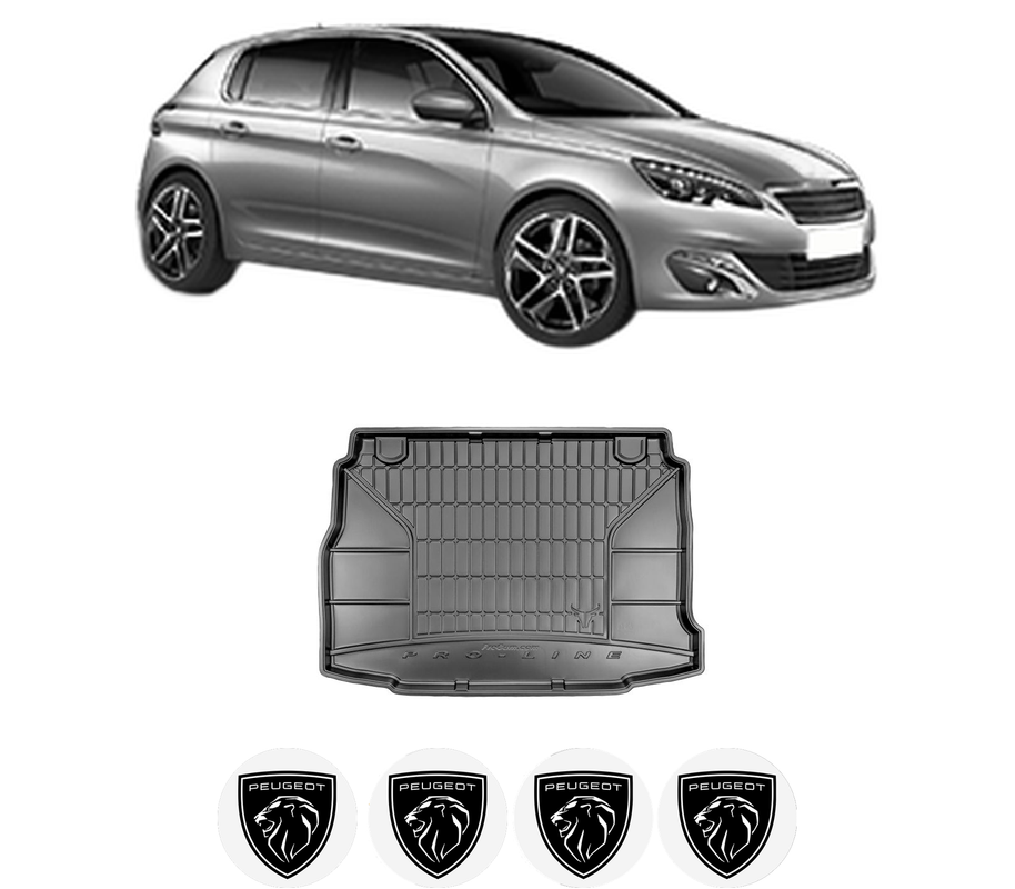 Tavita Portbagaj PEUGEOT 308 II (LB_, LP_, LW_, LH_, L3_) din 2013-2021, Protectie Portbagaj Auto, 4x Stickere auto cu PEUGEOT