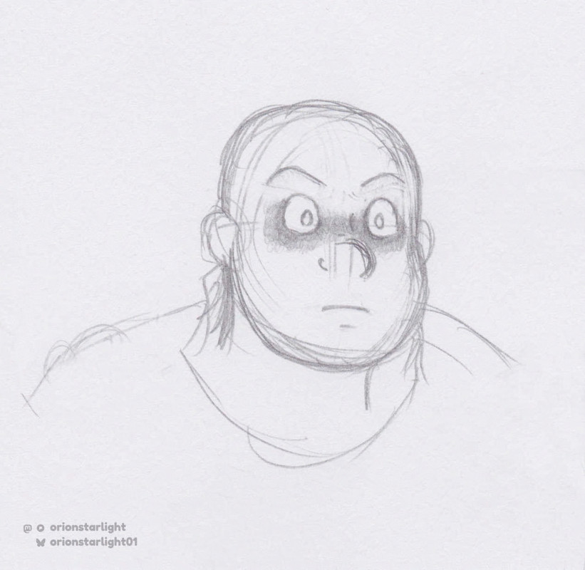 My drawing of Fester Addams. He is staring at something.
