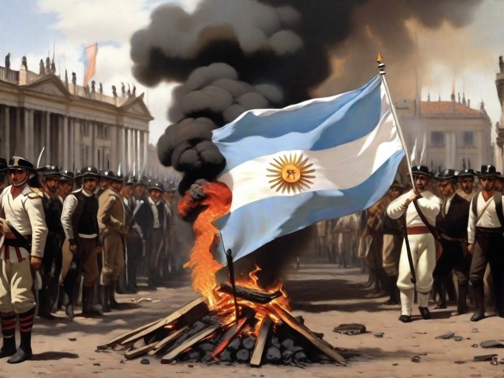 The-Argentine-flag-is-being-burned-by-the-people-of-that-country-and-there-is-a-war-in-the-Argentine-country The Argentine flag is being burned by the people of that country and there is a war in the Argentine country