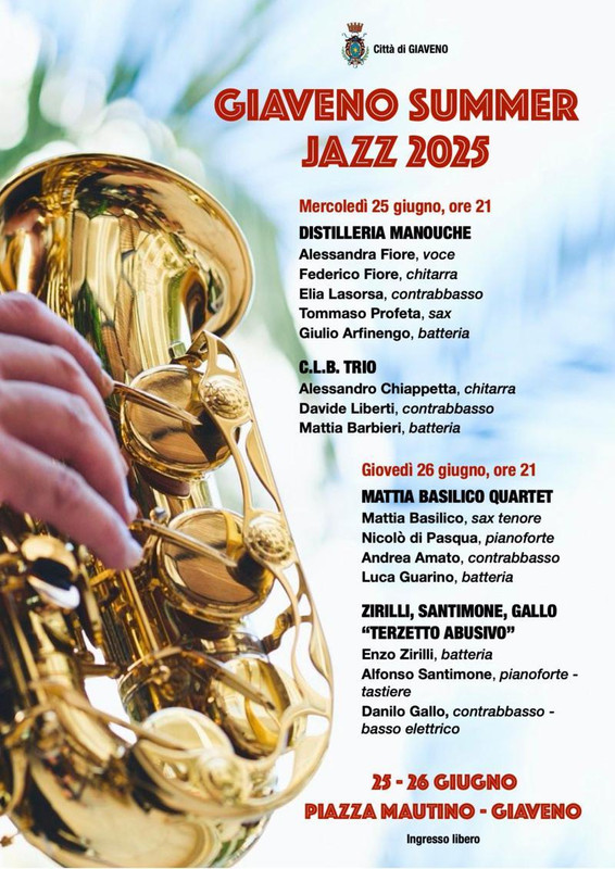 Il 25 e 26 giugno Giaveno Summer Jazz 2025