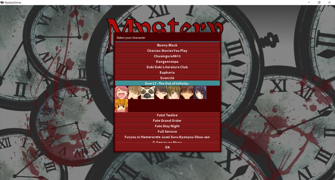 Login menu character open