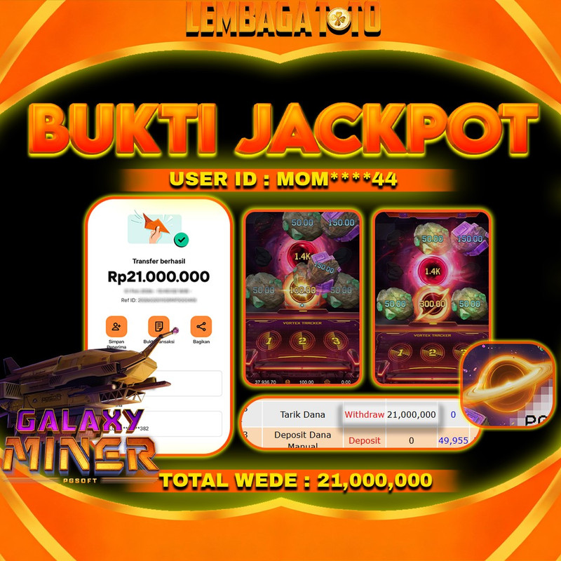 BUKTI JACKPOT 03 FERBUARY LEMBAGATOTO GALAXY MINER Rp 21,000,000,- LUNAS