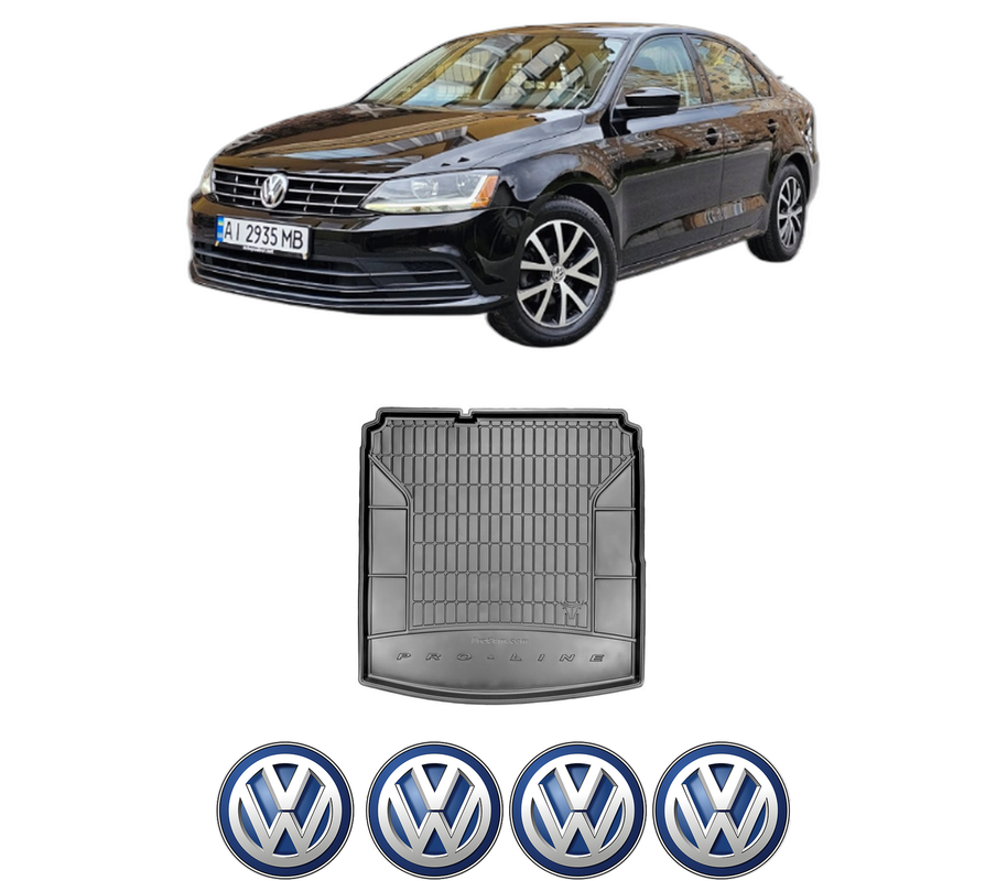 Tavita Portbagaj Volkswagen JETTA VII Saloon (BU3, BU4) din 2017, Protectie Portbagaj Auto, 4x Stickere auto cu Volkswagen