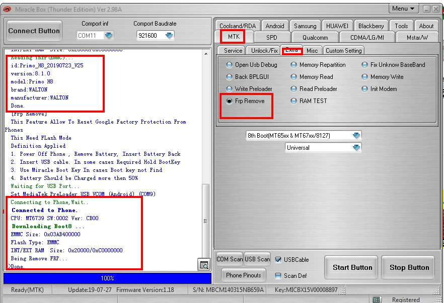 Walton Primo H8 FRP lock Remove done By Miracle Box v2.99 (Success) - GSM-Forum