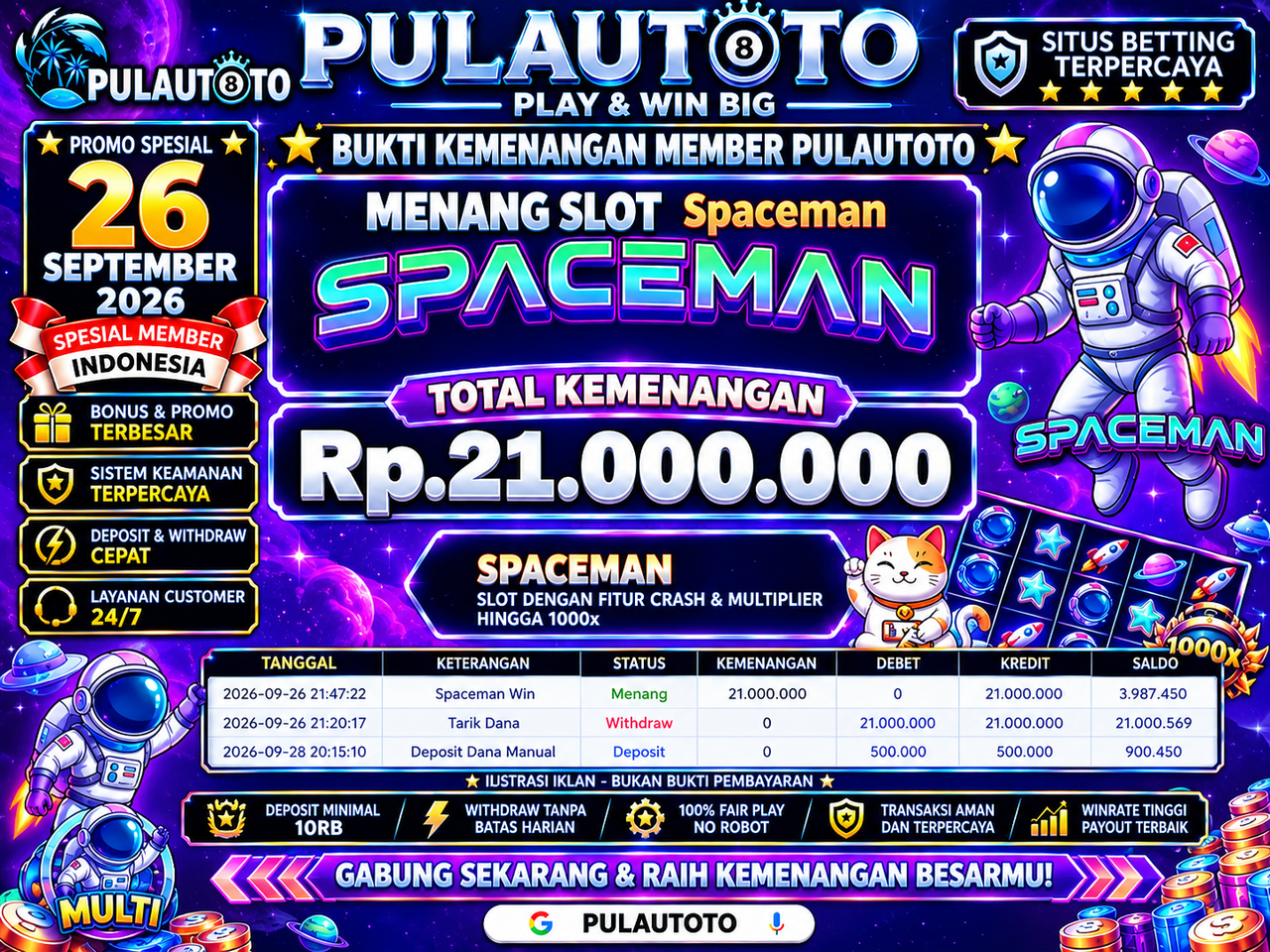 🏆 BUKTI KEMENANGAN MEMBER PULAUTOTO SPACEMAN🏆