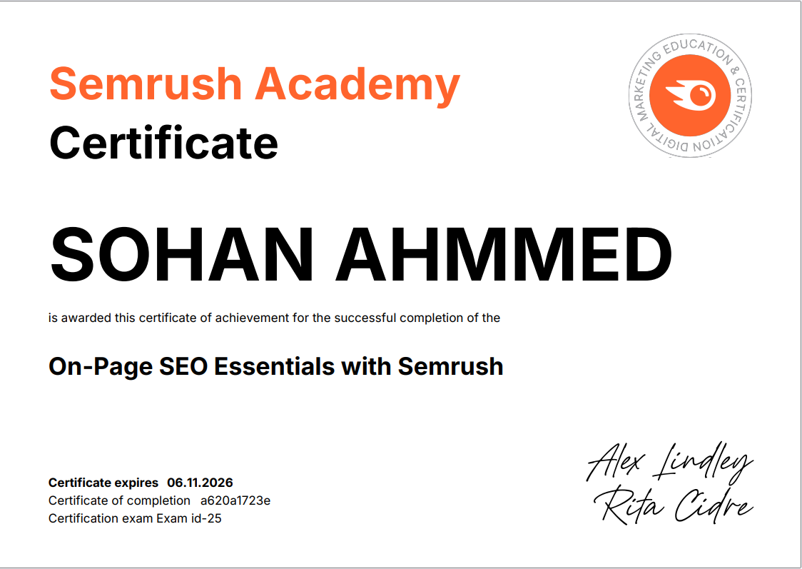 On-Page SEO Certification