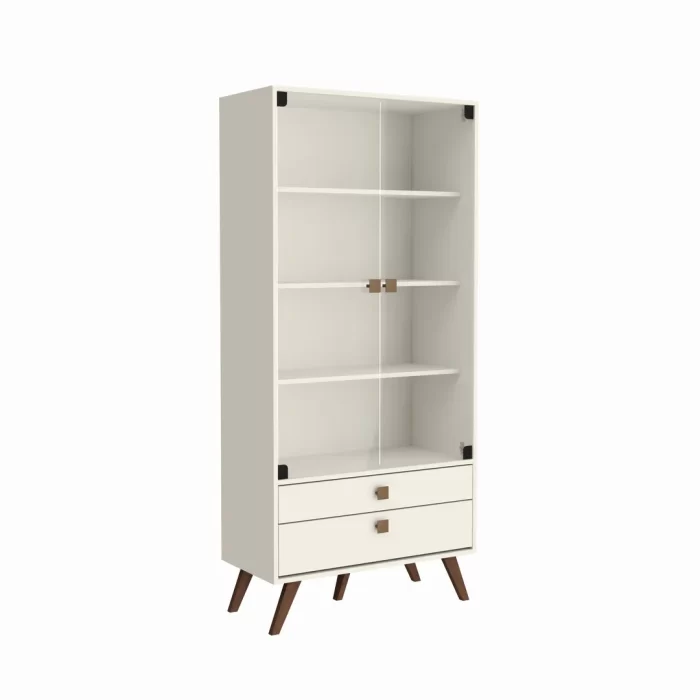 Vitrina de cristal con 2 puertas y 2 cajones