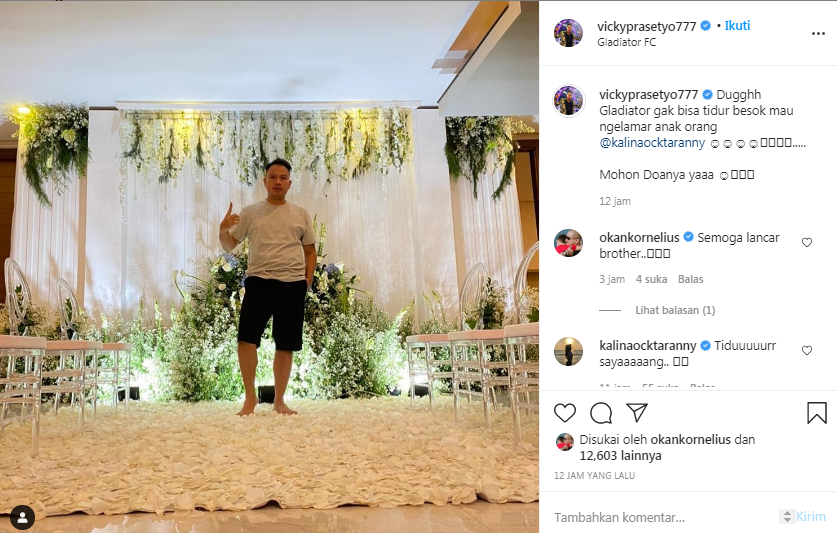 Vicky Prasetyo di malam sebelum acara lamaran