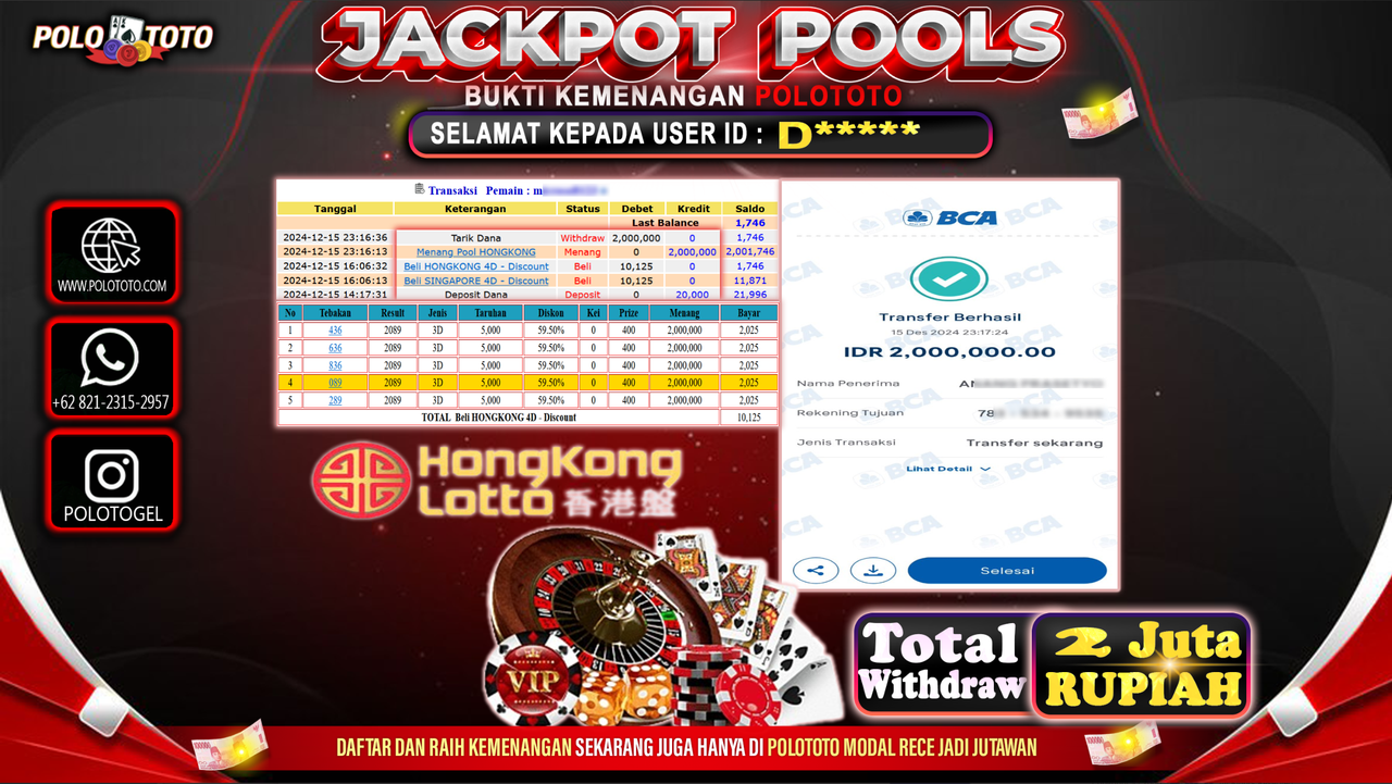 POLOTOTO JACKPOT TOGEL PASARAN HONGKONG Rp.2,000.000,-