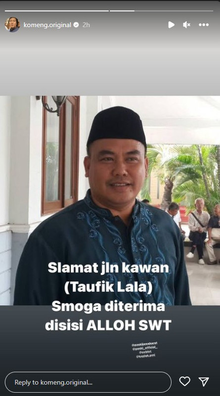 Pemain Sinetron Islam KTP Taufik Lala Meninggal, Komeng beri doa.