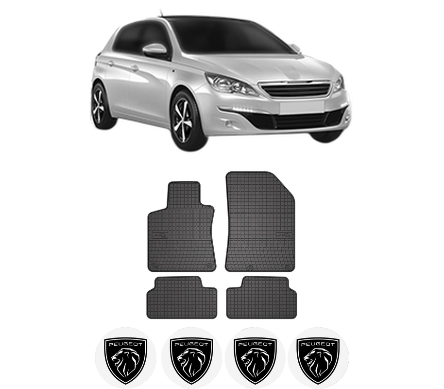 Set covorase presuri PEUGEOT 308 Hatchback Van (LB_) din 2015-2021, auto, din cauciuc thermoplastic, 4 Stickere auto cu PEUGEOT