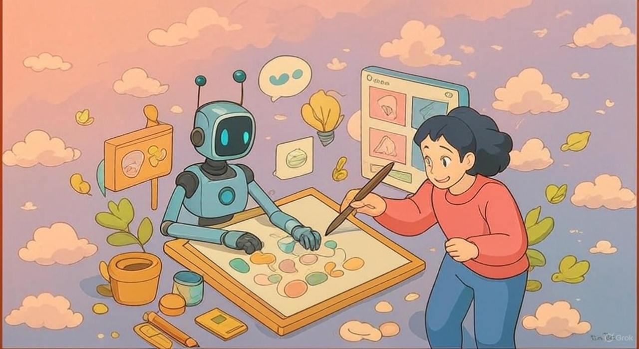 Human and AI robot painting content ideas for Instagram Reels