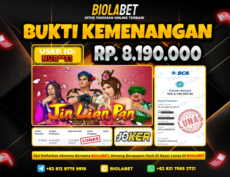 BIOLABET JACKPOT JOKER JIN LIAN PAN Rp.8.190.000.,- LUNAS