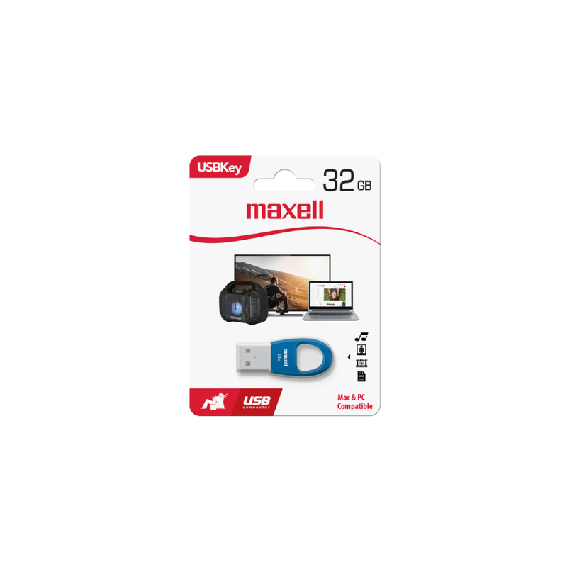 Una persona conectando la memoria USB de Maxell a un puerto USB.