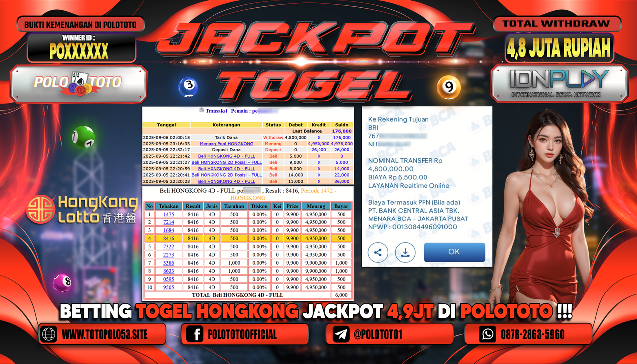 POLOTOTO JACKPOT TOGEL HONGKONG LOTTO Rp.4.800.000,-