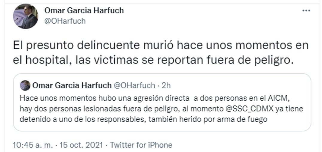 Balacera en la Terminal 2 del AICM deja un muerto y un herido