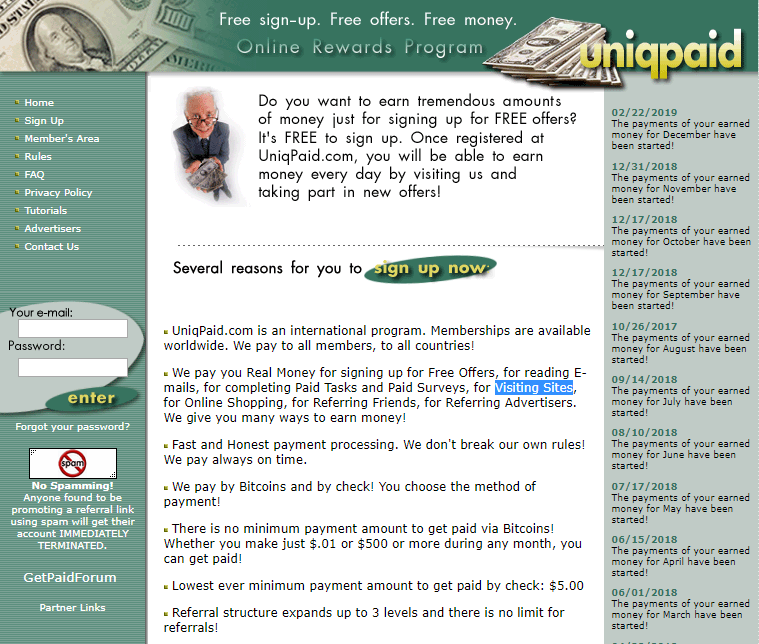 Uniqpaid Earn Bitcoin Eth For Visiting Sites Reading Emails - 