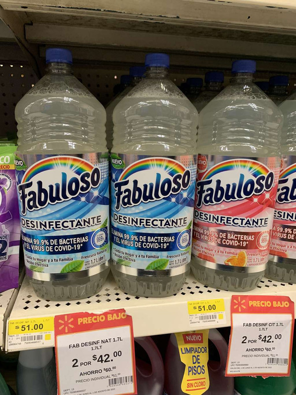 Walmart, Lázaro Cárdenas Mexicali: Fabuloso desinfectante 2x$42 